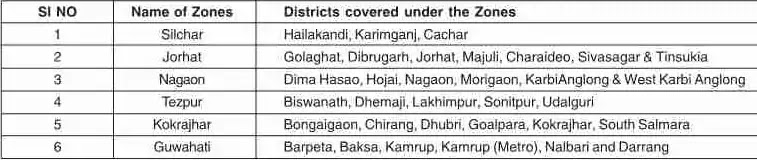 APSC Examination zones in Assam